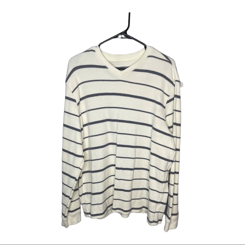 Men's Faded Glory Large 42-44 Ivory/Grey Long Sleeve Casual Sweater shirt